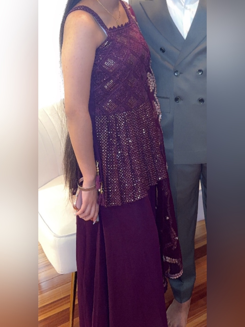Indian Punjabi Pakistani Girls' Beaded Purple Party Sharara